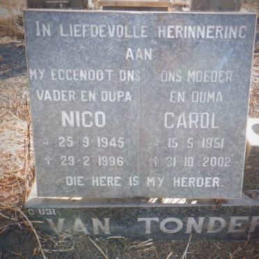 TONDER Nico, van 1945-1996 &amp; Carol 1951-2002
