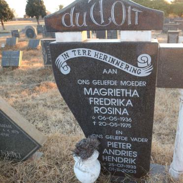 TOIT Pieter Andries Hendrik, du 1933-2003 &amp; Magrietha Fredrika Rosina 1936-1975