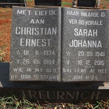 TREURNICH Christian Ernest 1934-1994 &amp; Sarah Johanna 1941-2015