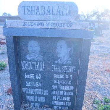 TSHABALALA Benedict Mandla 1962-2018 &amp; Ethel Busisiwe 1961-2010