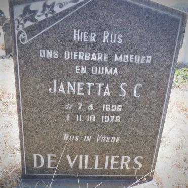 VILLIERS Janetta S.C., de 1896-1978