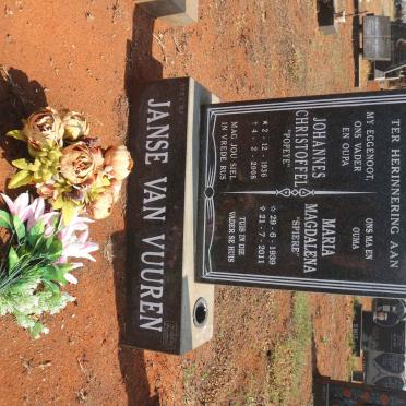 VUUREN Johannes Christoffel, Janse van 1936-2008 &amp; Maria Magdalena 1939-2011