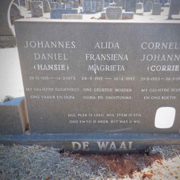 WAAL Johannes Daniel, de 1915-1973 &amp; Alida Fransiena Magrietha 1915-1995 :: DE WAAL Cornelius Johannes 1953-1973