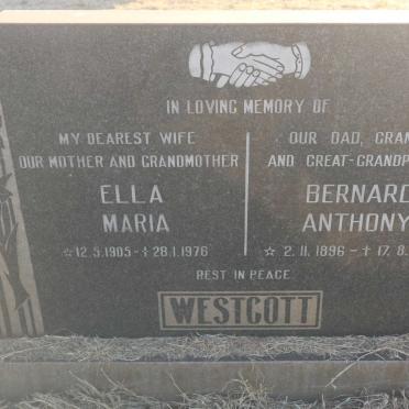 WESTCOTT Bernard Anthony 1896-1983 &amp; Ella Maria 1905-1976