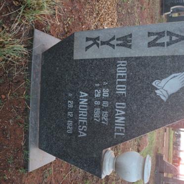 WYK Roelof Daniel, van 1927-1987 &amp; Andriesa 1928-