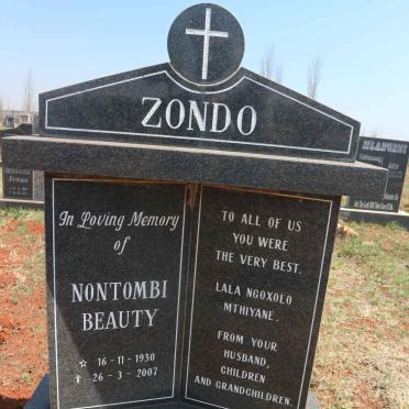 ZONDO Nontombi Beauty 1930-2007 