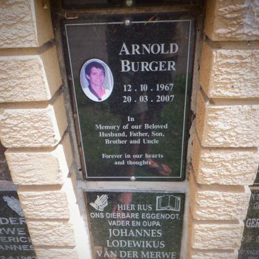 BURGER Arnold 1967-2007 :: MERWE Johannes Lodewikus, van der 1937-2010