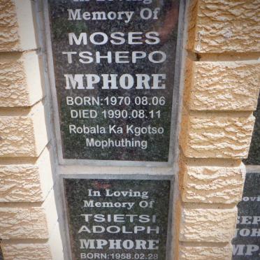 MPHORE Moses Tshepo 1970-1990 :: MPHORE Tsietsi Adolph 1958-2017 