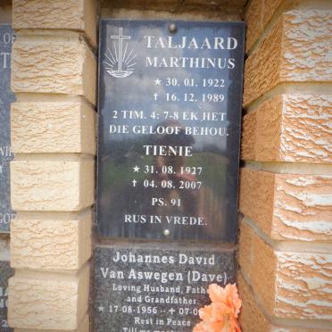 TALJAARD Marthinus 1922-1989 &amp; Tienie 1927-2007 :: VAN ASWEGEN Johannes David 1956- 