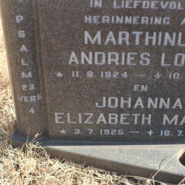 ? Marthinus Andries Louis 1924-1981 &amp; Johanna Elizabeth Maria 1925-1987
