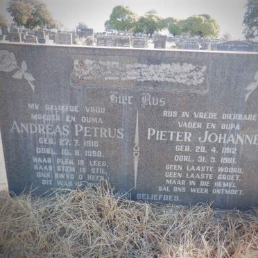 ? Pieter Johannes 1912-1981 &amp; Andreas Petrus 1918-1980