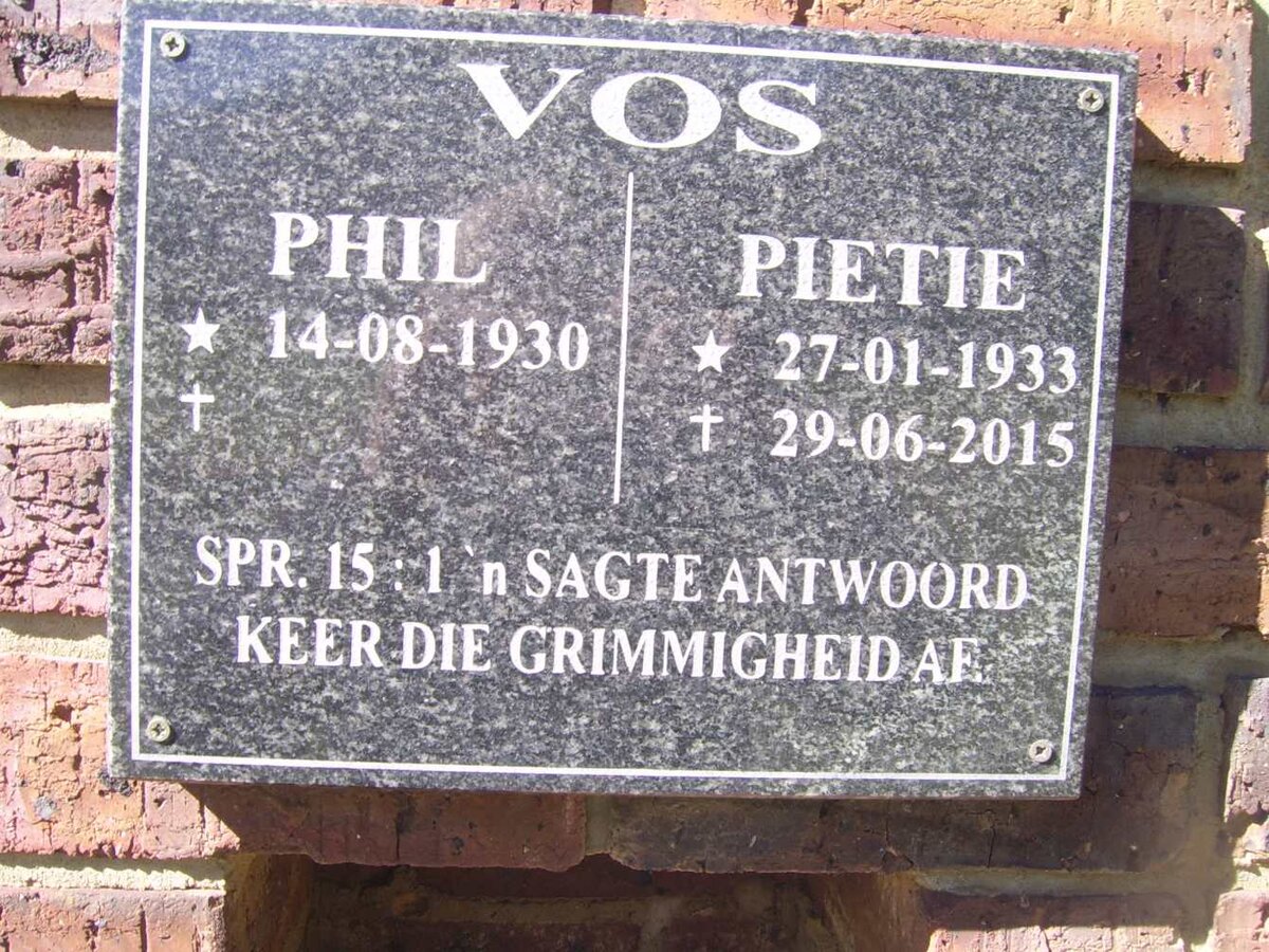 VOS Phil 1930- &amp; Pietie 1933-2015