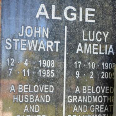 ALGIE John Stewart 1908-1985 &amp; Lucy Amelia 1908-2005
