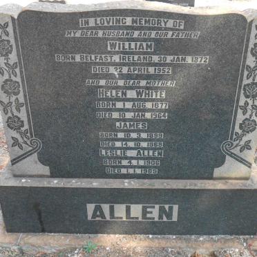 ALLEN William 1872-1952 &amp; Helen WHITE 1877-1964 :: ALLEN James 1899-1968 :: ALLEN Leslie 1906-1969