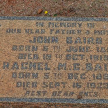 BAIRD John 1857-1918 &amp; Rachel M.C. 1856-1923