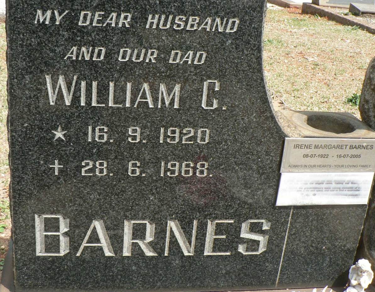 BARNES William C 1920-1968 &amp; Irene Margaret 1922-2005