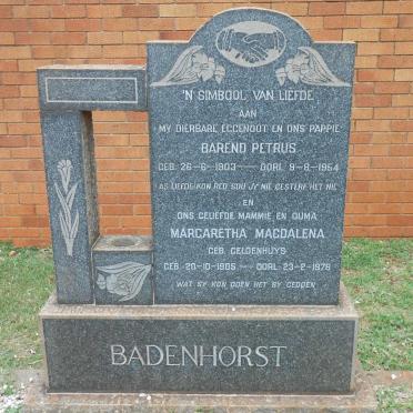 BADENHORST Barend Petrus 1903-1954 &amp; Margaretha Magdalena GELDENHUYS 1905-1976
