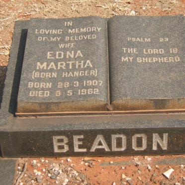 BEADON Edna Martha nee HANGER 1907-1962
