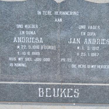 BEUKES Jan Andries 1912-1967 &amp; Andriesa FOURIE 1916-1989
