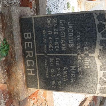 BERGH Jacobus Christiaan 1884-1965 &amp; Maria Anna 1887-1962