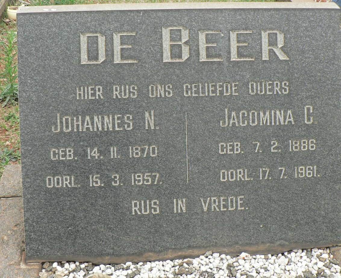 BEER Johannes N., de 1870-1957 &amp; Jacomina C. 1886-1961