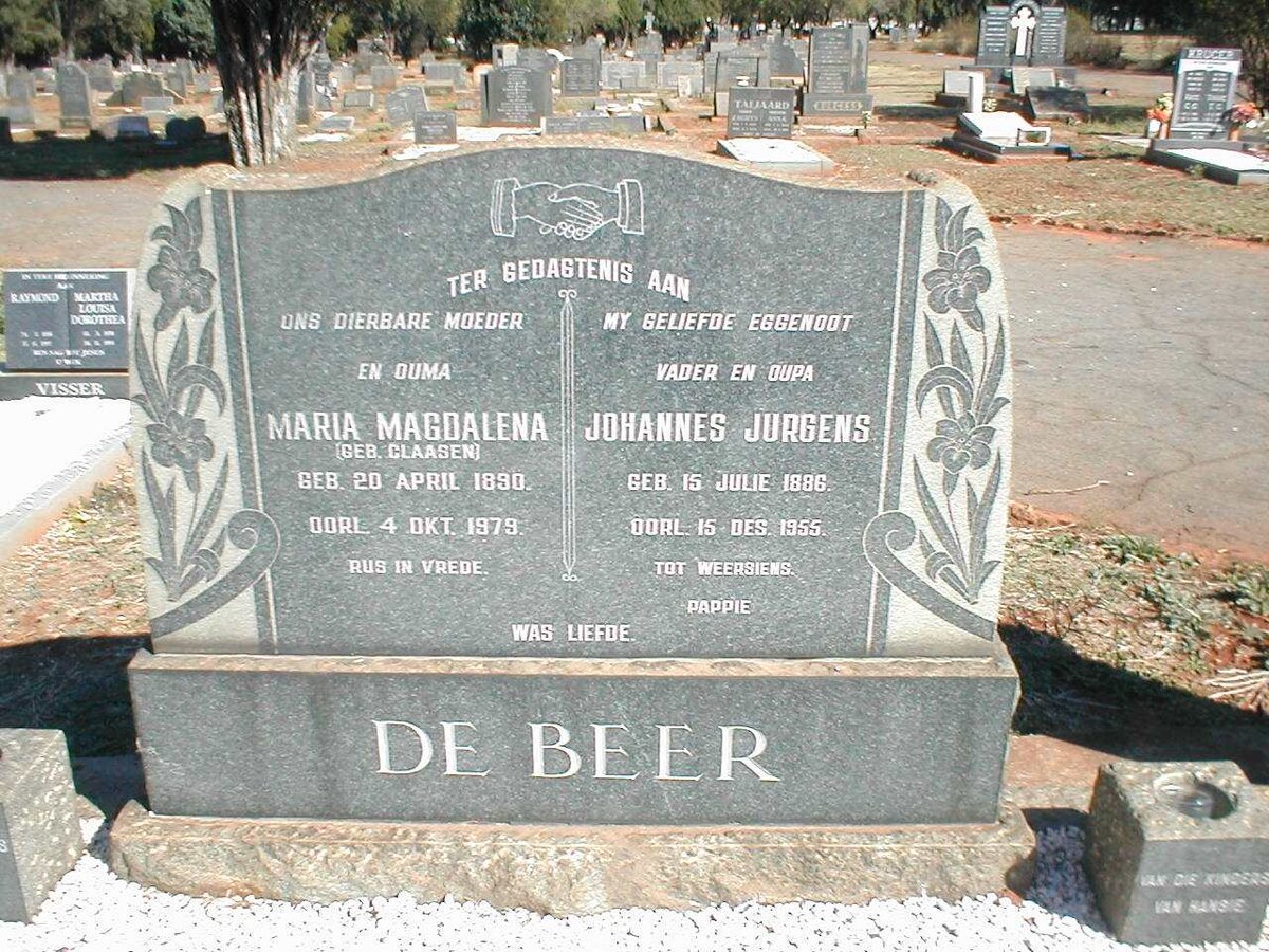 BEER Johannes Jurgens, de 1886-1955 &amp; Maria Magdalena CLAASEN 1890-1979