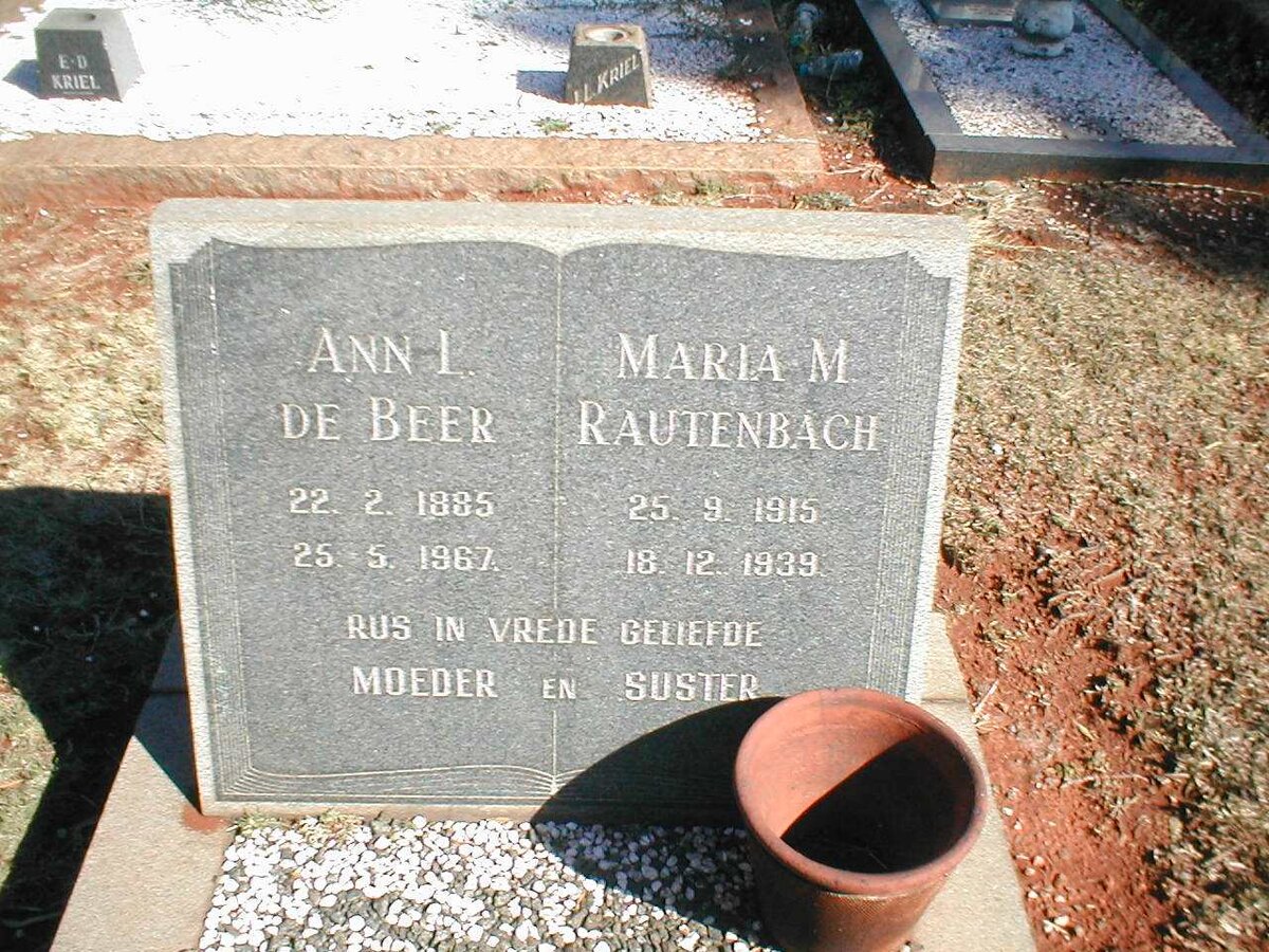 BEER Ann L., de 1885-1967 :: RAUTENBACH Maria M. 1915-1939