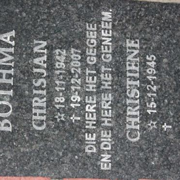BOTHMA Chrisjan 1942-2007 &amp; Christiene 1945-