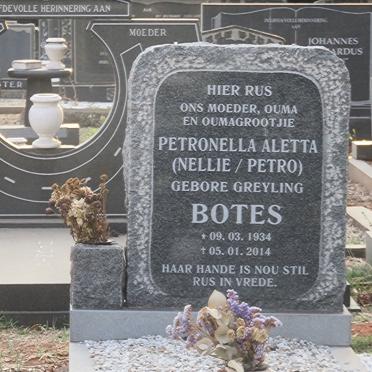 BOTES Petronella Aletta nee GREYLING 1934-2014