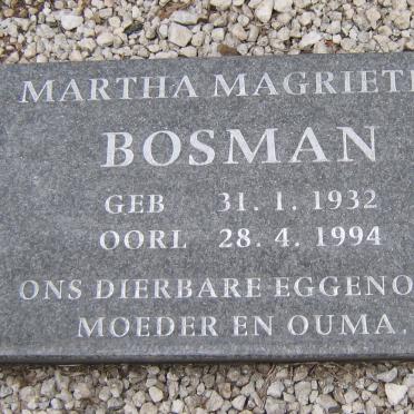 BOSMAN I.J.P. 1928-1998 &amp; Martha Magrietha 1932-1994, BOSMAN Susanna E. 1955-1971