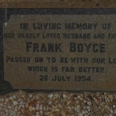 BOYCE Frank -1954 &amp; Jessie Mary 1900-1984