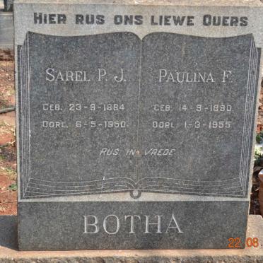 BOTHA Sarel P.J. 1884-1950 & Paulina F. 1890-1955