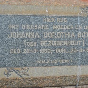 BOTHA Johanna Dorothia nee BEZUIDENHOUT 1860-1924
