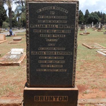 BRUNTON William Hall -1925 &amp; Julenda Susan Catherine -1945