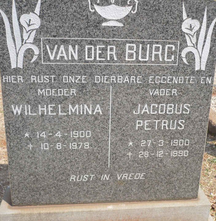 BURG Jacobus Petrus, van der 1900-1990 &amp; Wilhelmina 1900-1978