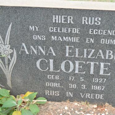 CLOETE Anna Elizabeth 1927-1967