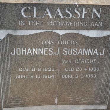 CLAASSEN Johannes J. 1899-1964 &amp; Susanna J. GERICKE 1898-1950