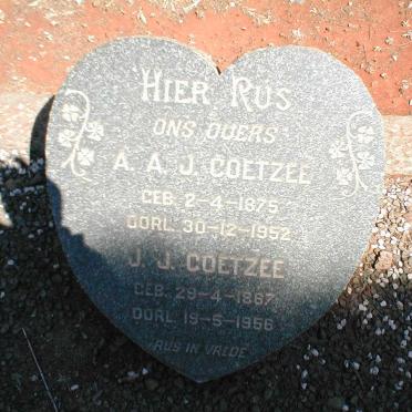 COETZEE A.A.J. 1875-1952 &amp; J.J. 1887-1956