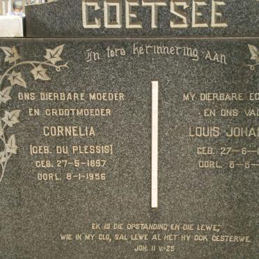 COETSEE Louis Johannes 1895-1951 &amp; Cornelia DU PLESSIS 1897-1956