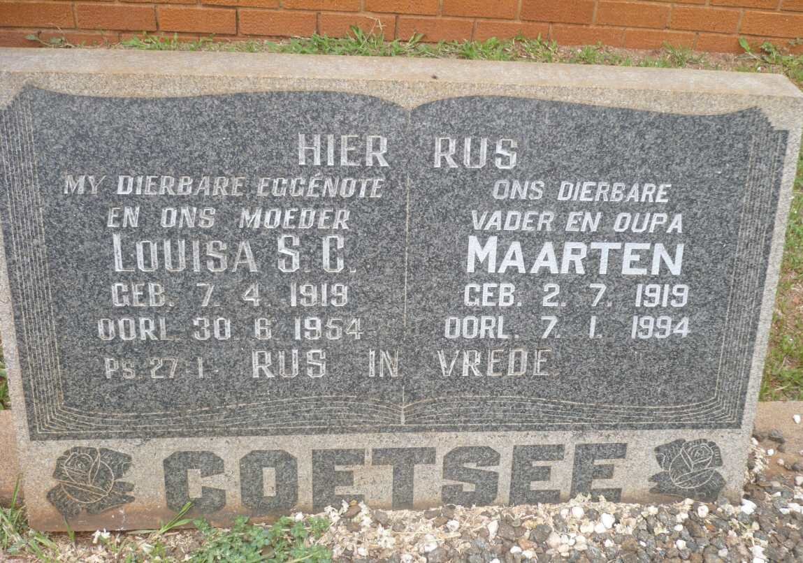 COETSEE Maarten 1919-1994 &amp; Louisa S.C. 1919-1954