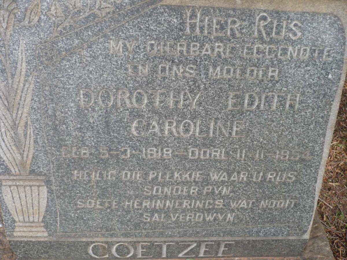 COETZEE Dorothy Edith Caroline 1918-1954