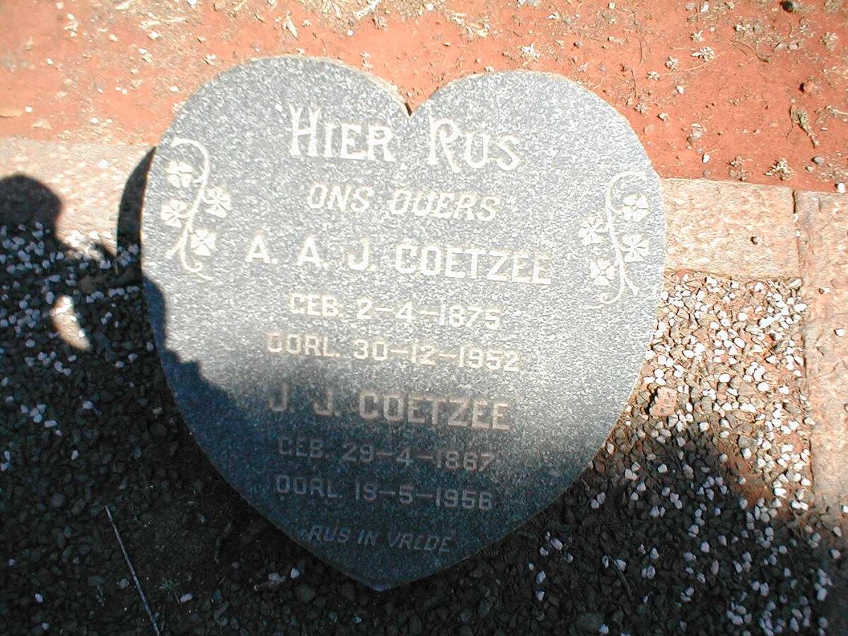 COETZEE A.A.J. 1875-1952 &amp; J.J. 1887-1956