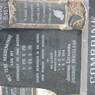COMBRINK Jacobus Herculaas 1928-1970 &amp; Johanna Catharina 1932-2014