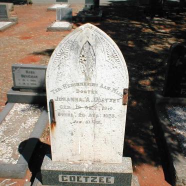 COETZEE Johanna. A. 1910-1923
