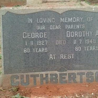 CUTHBERTSON George -1927 &amp; Dorothy Ann -1948