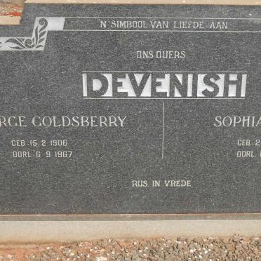 DEVENISH George Goldsberry 1906-1967 &amp; Sophia Aletta 1912-1966