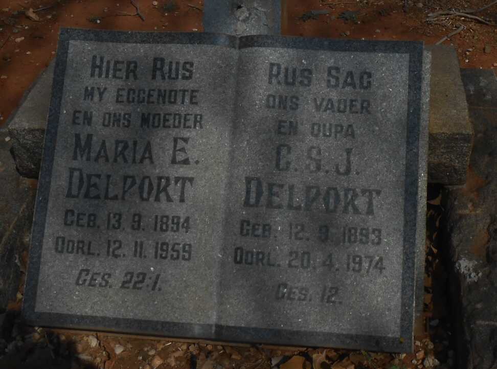 DELPORT G.S.J. 1893-1974 &amp; Maria E. 1894-1959