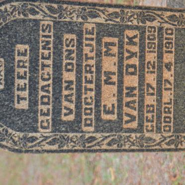 DYK E.M.M., van 1909-1910