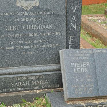 EEDEN Gert Christiaan, van 1892-1954 &amp; Sarah Maria 1904-1982 :: VAN EEDEN Pieter Leon 1938-1994