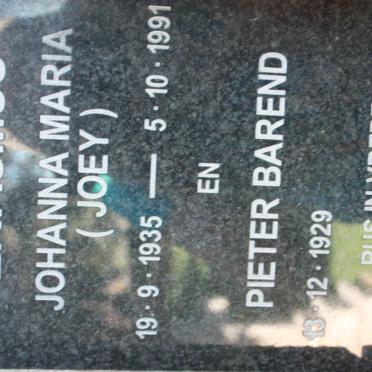 ERASMUS Pieter Barend 1929- &amp; Johanna Maria 1935-1991